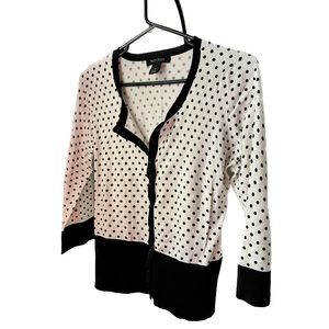 WHBM Adorable Charming Black and White Cardigan NWOT